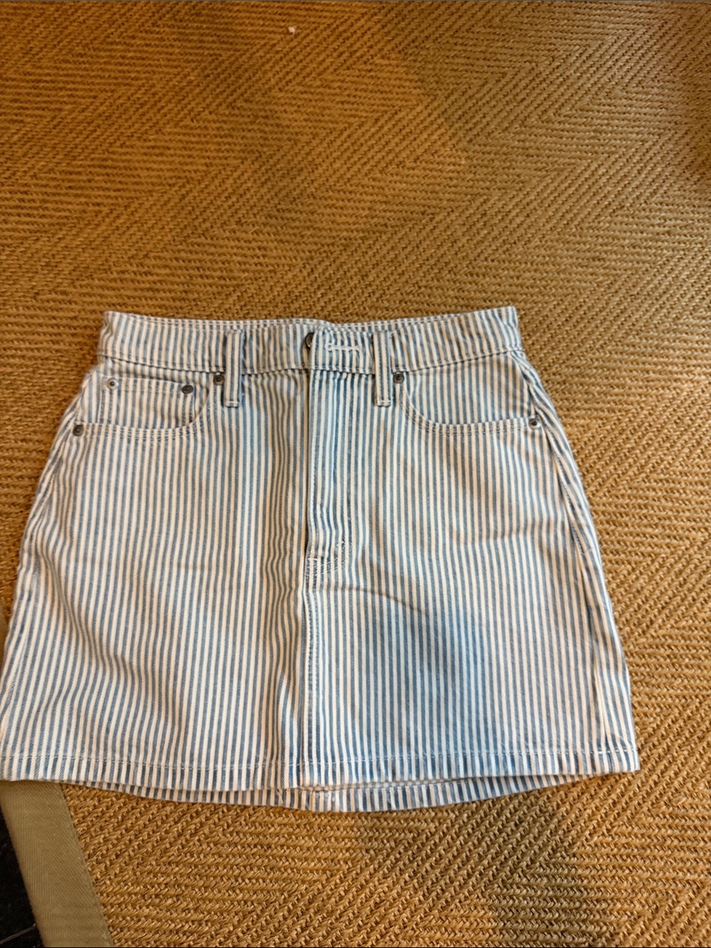 Abercrombie & Fitch Blue and White Striped Mini Skirt